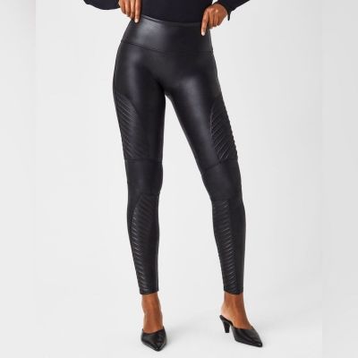 Spanx Faux Leather Moto Leggings Black Size 3X